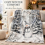 Snowman Winter Throw Blanket 60x80in, Cozy Soft Plush Christmas