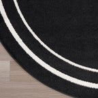 Nourison Home Nourison Essentials Black Ivory 4' x Round Area Rug - Easy Clean, Non Shedding, Bed Room, Living Room, Dining Room, Kitchen (4' x Round)