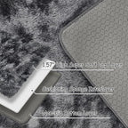 Tie-Dyed Runner Rug for Bedroom Black Grey 2x6ft Fluffy Area Rug Bedside Runner - Image 3