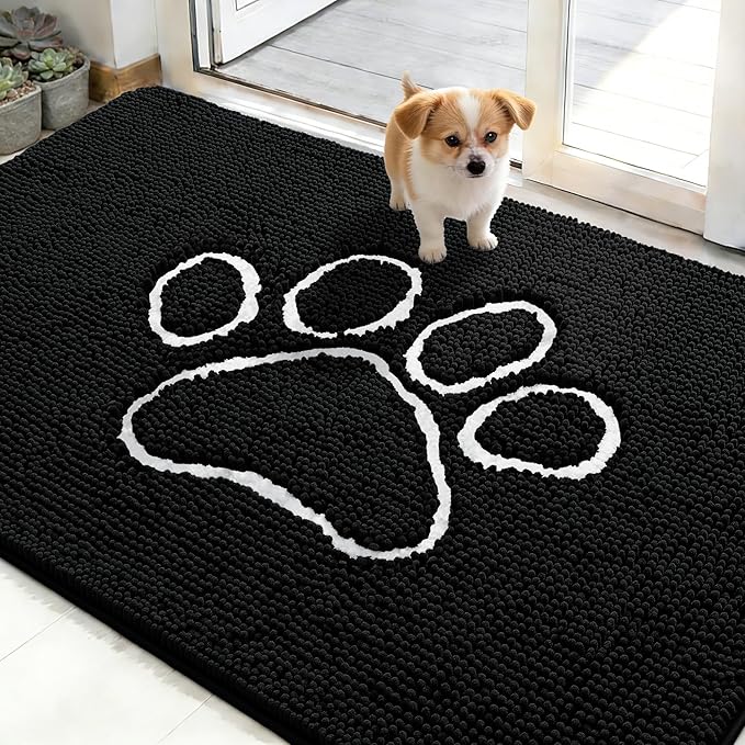 OLANLY Dog Door Mat for Muddy Paws 48x30, Paw Print Design, Absorbs Moisture by OLANLY