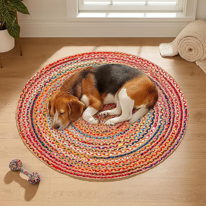 Hausattire Bohemian Braided Rug 4' Round - Image 4