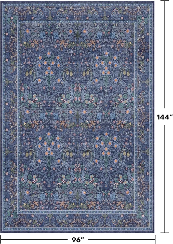 Hazo Haus Boho 8x12 Washable Dark Blue Rug - Image 2