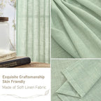 LAMIT Fresh Green Linen Boho Curtains 68 inch Length 2 Panels, Light Filtering - Image 6