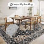 Area Rugs 6x9 Vintage Rug: Washable Living Room Rug Retro Medallion Distressed - Image 5