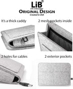Lib Bedside Caddy, Original Design | Large Size 9.5" x 13.5" | Laptop Holder | 100% Handmade | College Room, Kids Bunk Bed, Hospital Bed | Night Hanging Storage Organizer (Light Gray)