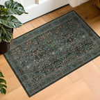 Dark Green Washable Entry Rug by HazoHaus