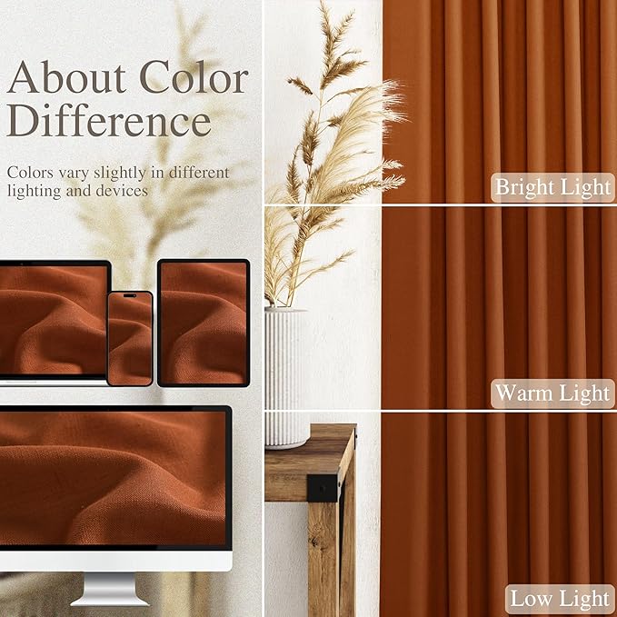 Rust Linen Curtains 108 Inches Long - Image 3