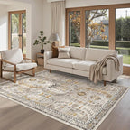 Madane Area Rug 4x6 Washable Rugs: Vintage Living Room Rug Soft Low Pile Non - Image 3