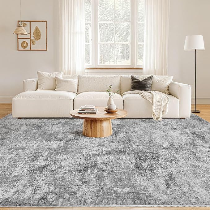 Nakagishi 8x10 Area Rugs Living Room: Washable Abstract Large Neutral Soft Rug - Image 4