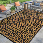 SAND MINE Reversible Mats, Plastic Straw Rug, Modern Area Rug, Large Floor Mat and Rug for Outdoors, RV, Patio, Backyard, Deck, Picnic, Beach, Camping, Trailer, Black & Brown, 9' x 12'