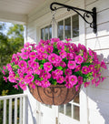 Ivydale Artificial Silk Hanging Plants Flowers Basket for Outdoor Outside Summer Decoration, Fake Faux UV Sun Resistant Look Real Morning Glory Fuchsia for Porch Patio Balcony Home