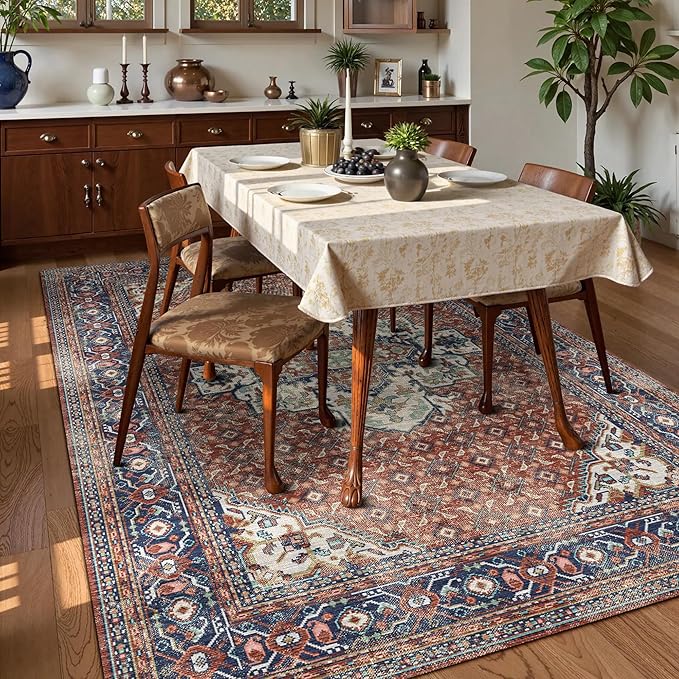 Washable Area Rug 8' x 10' Vintage Traditional Persian Mat - Image 3