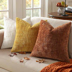 decorUhome Rust Chenille Throw Pillow Covers 18x18 Set of 2 Textured Soft Cozy - Image 4