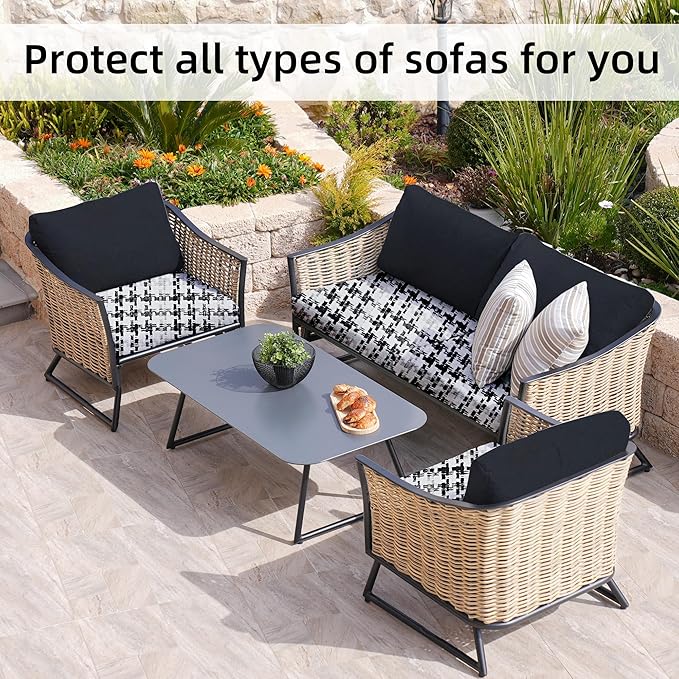 8Pcs Stretch Patio Cushion Covers, Outdoor Couch Covers Replacement, Outdoor - Image 4