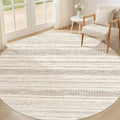 Nakagishi Round Rug Boho Area Rugs: 5x5 Washable Large Circle Neutral Soft by NakagishiAreaRug