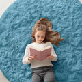 OLANLY Slate Blue Round Rugs for Bedroom by OLANLY