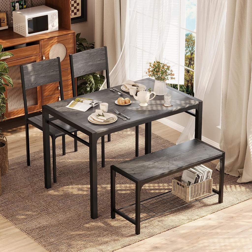 Shahoo Kitchen Table and 2 Chairs for 4 with Bench