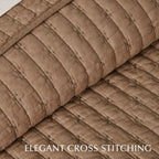 EVERGRACE 100% Cotton Cross Stitch 3-Piece Quilt Set, King, Camel Brown