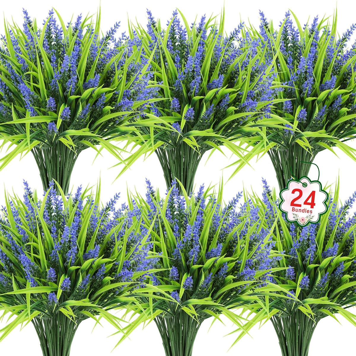 Ouddy Decor 24 Pcs Artificial Flowers for Outdoors Fake Lavender, Mixed