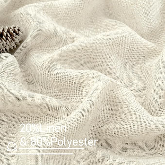 LAMIT Natural Ivory Semi Sheer Linen Curtains 84 inch Long, Cream White Light - Image 3