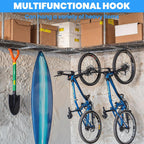 6 Pack Heavy Duty Bike Hooks for Garage Ceiling, Garage Ceiling Hooks with Screws, 70 lbs Capacity Each, Strong Iron Construction for Overhead Organization
