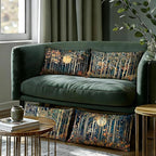 Rustic William Morris Inspired Forest Moon Decor Pillow Covers 12x20 Set of 4 - Image 6