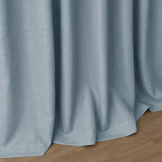 Nanspring Light Blue Linen Curtains 80 Inches Long 2 Panels Set - Image 7
