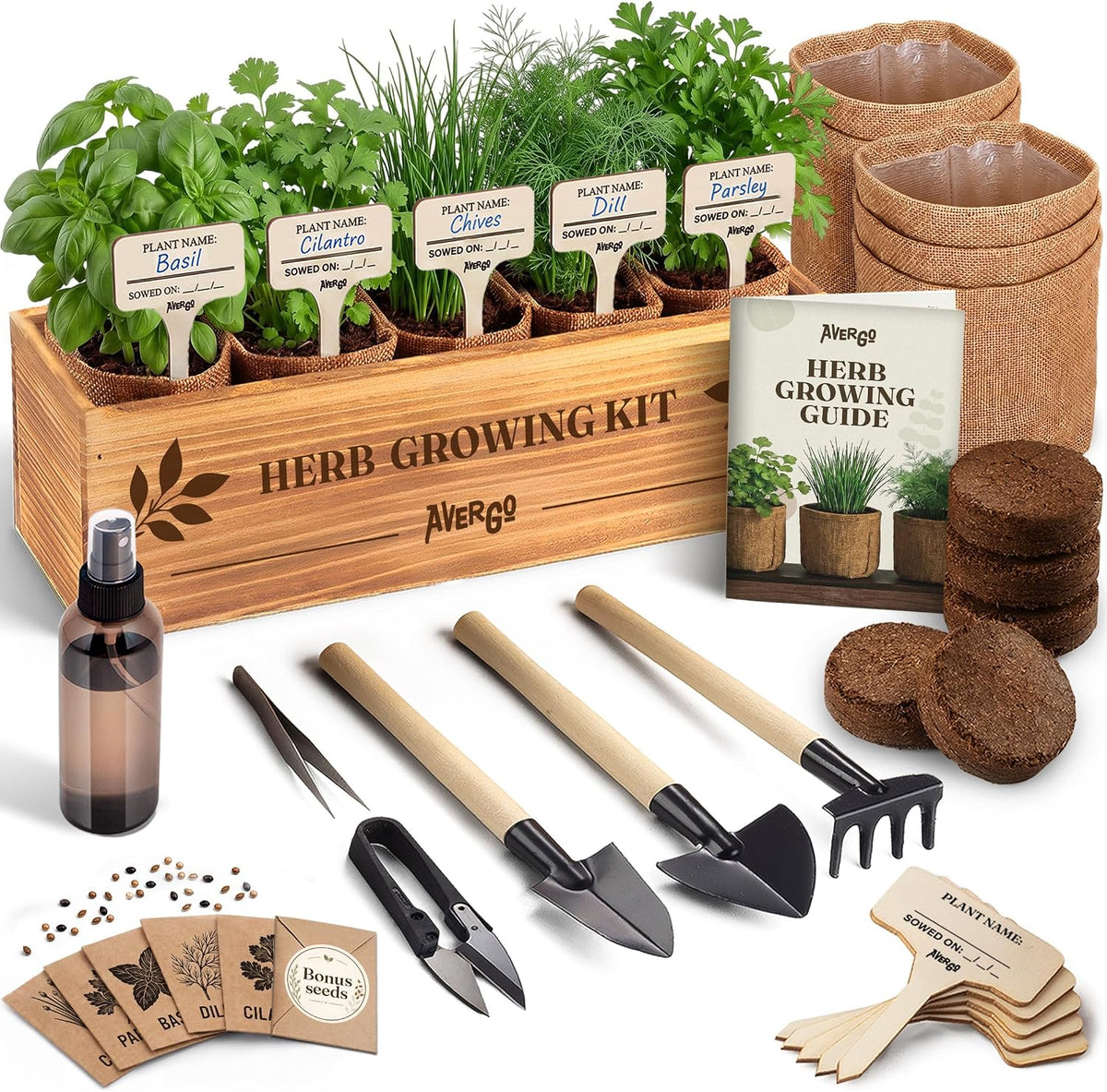 Indoor Herb Garden Kit, Herb Growing Kit for Kitchen and Windowsill