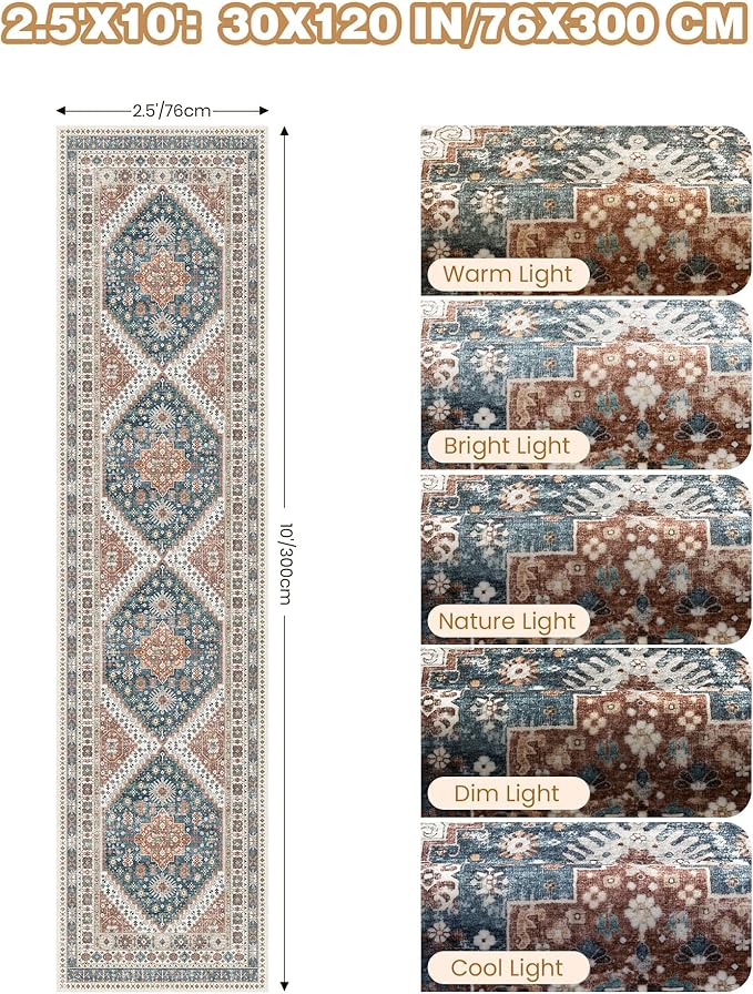 Kitchen Runner Rug Non Slip Washable 2.5x10, Soft Ultra-Thin Entryway Rug - Image 2
