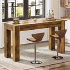 Tribesigns 63" Rectangular Dining Table, Rustic Wooden Kitchen Table with 4 Sturdy Legs, Farmhouse Dining Room Furniture for Family Meals, Apartment, or Small Space (Brown)