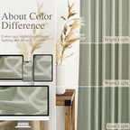Sage Green Boho Curtains for Bedroom Back Tab Rod Pocket Semi Sheer Linen - Image 4