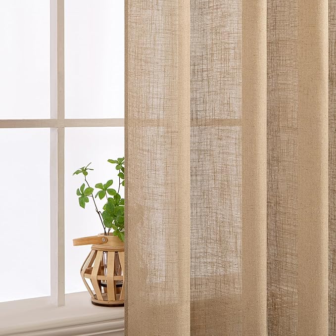 MIULEE Brown Linen Curtains 108 Inches Long - Image 5