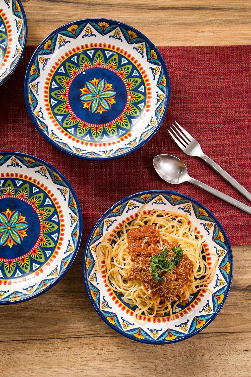 Bico 35oz Ceramic Pasta Bowls Set of 4, 8.9" Salad Bowl, Havana