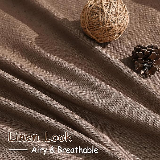 Caramel Brown Linen Curtains for Living Room Extra Long 126 Inches Long Back - Image 4