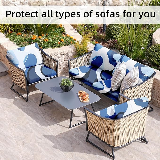 8Pcs Stretch Patio Cushion Covers, - Image 4