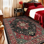 Area Rugs 5'x7' Washable Non-Slip, Floral Vintage Distress Print Pattern - Image 3