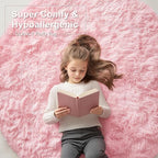 OLANLY Pink Round Rugs for Bedroom - Image 6