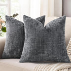 decorUhome Dark Grey Chenille Throw Pillow Covers 20x20 Set of 2 Textured Soft by decorUhome