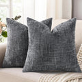 decorUhome Dark Grey Chenille Throw Pillow Covers 18x18 Set of 2 Textured Soft by decorUhome