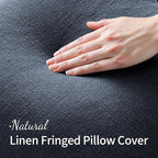 MIULEE Decorative Throw Pillow Covers Neutral Linen Fringe Throw Pillows Set of - Image 2