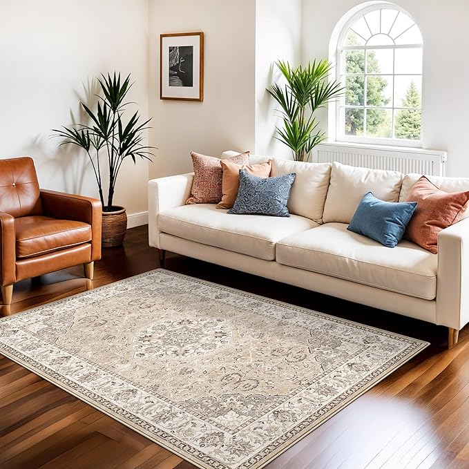 3x5 Living Room Area Rugs: Vintage Washable Non-Slip Rug by HYHAOYUNLAI