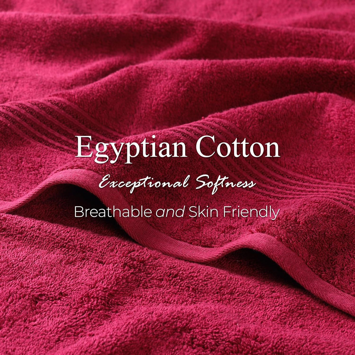 Superior Egyptian Cotton 6-Piece Towel Set, Bathroom Essentials, Towels For Bathroom, Apartment, Airbnb, Guest Bath, Face, Hand, Bath Towels, Washcloths, Absorbent, Fast Drying, Burgundy