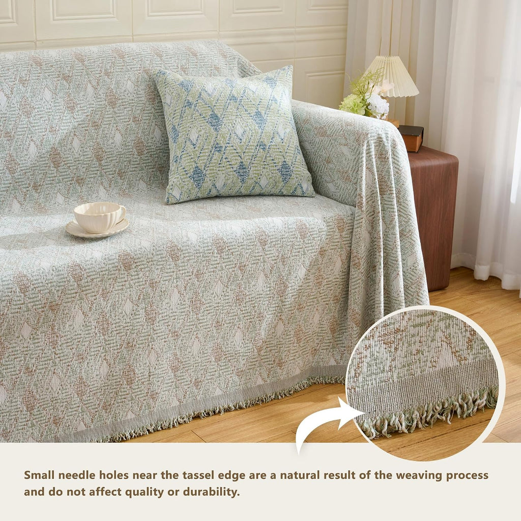 Carriediosa Farmhouse Diamond Pattern Chenille Couch Cover for Sofa 71x118