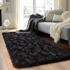 Black Runner Rug for Bedroom Hallways, 2x6 Fluffy Throw Area Rugs Non Slip for by Quntue