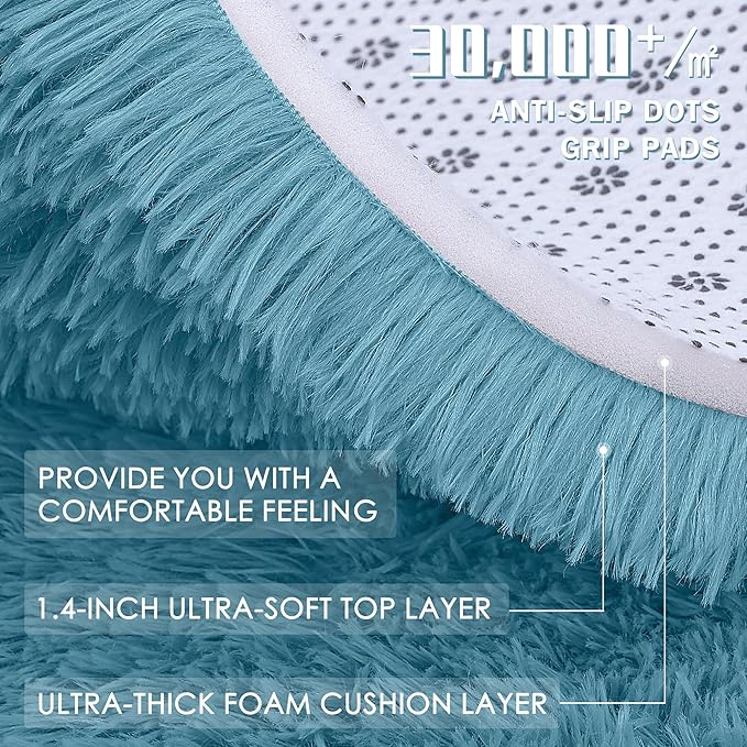 OLANLY 3x5 Machine Washable Small Bedside Rug, Soft Fluffy Shaggy Rugs - Image 8
