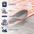 JONATHAN Y Machine Washable Orange/Cream Indoor Area Rug 4X6 ft, ASA Ornate Medallion for Living Room, Bedroom, Kitchen, Office, Easy-Cleaning, High Traffic, Pet-Friendly, Non-Shedding (WSH108A-4)