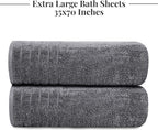 Tens Towels 2 Piece Extra Large Bath Sheets 35 x 70 Inches, Dark Grey