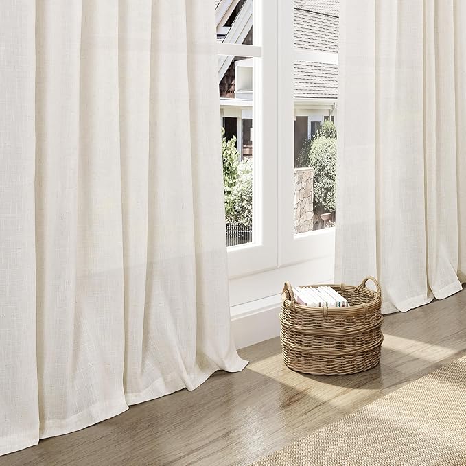 Nanspring Modern Linen Curtains 84 Inch Length 2 Panels Set - Image 5