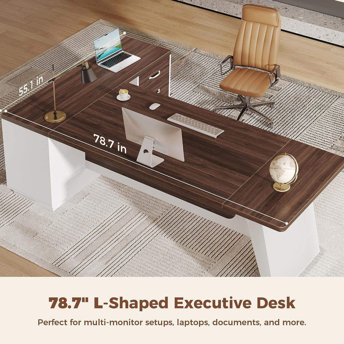 Jocoevol 78.7" L-Shaped Executive Desk, Extra Large Home Office Desk