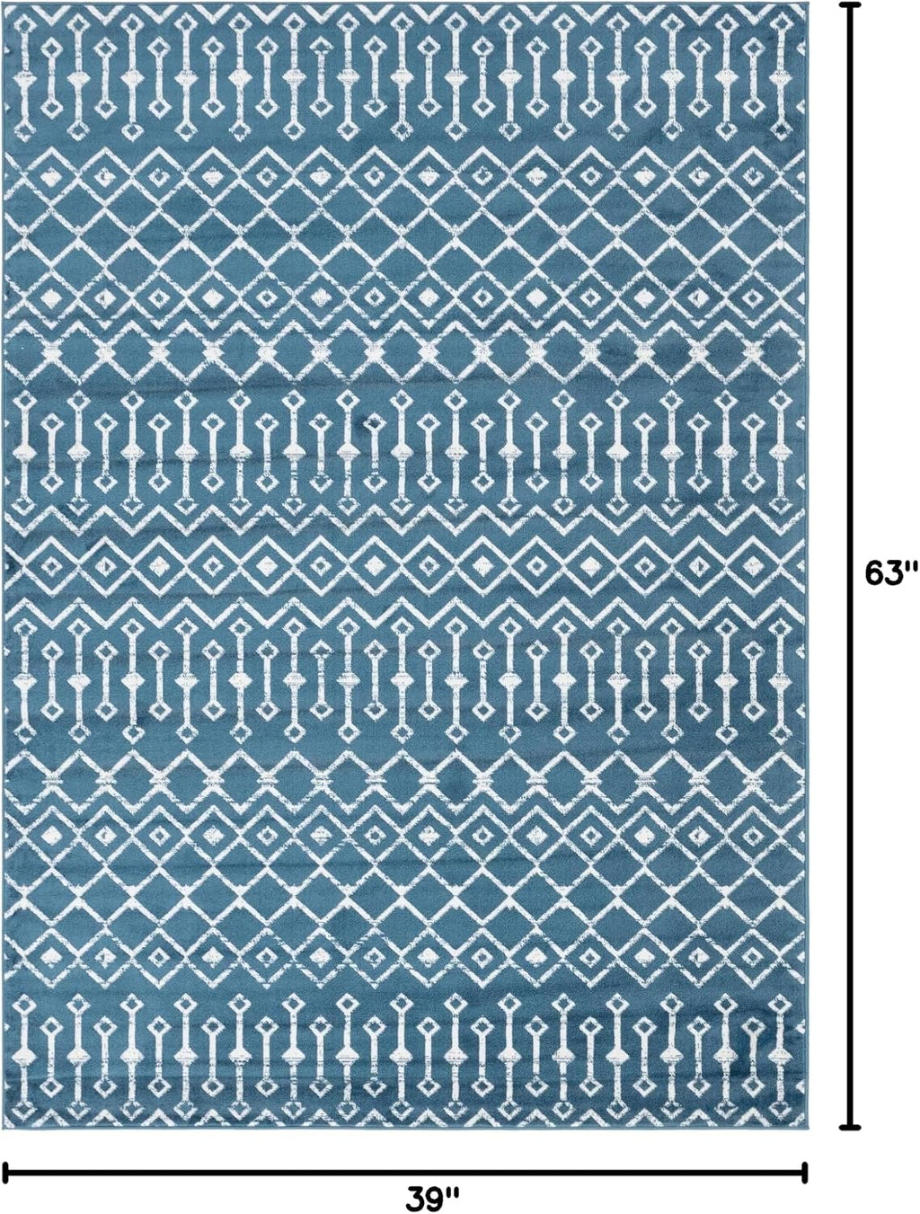 Unique Loom Moroccan Trellis Collection Area Rug - Mamounia (3' 3" x 5' 3" Rectangle Blue/Ivory)